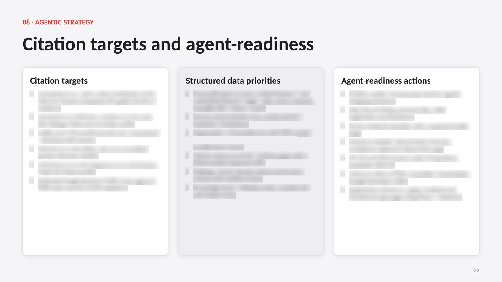 Agentic strategy page covering citation targets and agent readiness